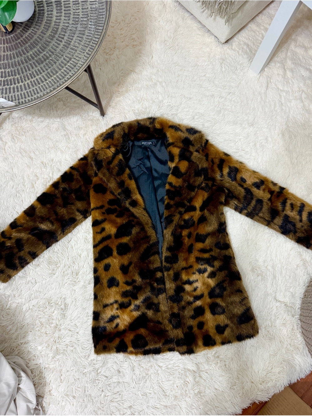 Nasty Gal Faux Fur Leopard Coat - Brown/Black